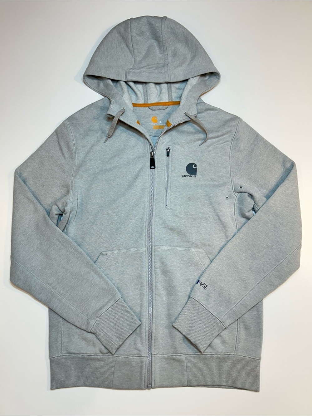 Carhartt Force Grey Full Zip Up Hoodie Sweatshirt Fleece Midweight Jacket
